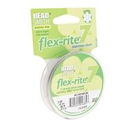 Beadsmith Flex Rite capa Flex Rite rebordear tendido alambre.018 pulgadas 30 pies Nylon recubierto de acero inoxidable 7 Strand Tigertail 20,6 libras Break