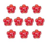 Beadthoven - 10 cuentas de flores hechas a mano con forma de flor roja para hacer joyas, pulseras, collares, aretes, llaveros, manualidades, agujero: 1,4 mm
