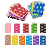 Beadthoven - 110 bolsas pequeñas de papel kraft con patrón de lunares blancos, bolsas de almacenamiento sin asas, bolsas de papel para bodas, fiestas, cumpleaños, dulces, galletas y dulces