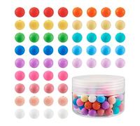 Beadthoven - 140 cuentas de silicona de 9 mm, 14 colores, cuentas redondas de silicona de colores arcoíris, cuentas de silicona de goma surtidas, cuentas de silicona para cordón, bolígrafo, collar, joyería, manualidades