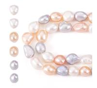 Beadthoven - 2 hebras de perlas naturales cultivadas de agua dulce de 7 a 8 mm, cuentas de perlas pulidas de dos lados para manualidades, collares, pulseras, joyería, agujero: 0,6 mm