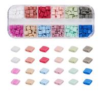 Beadthoven - 360 cuentas acrílicas de Tila de 5 mm, cuentas espaciadoras cuadradas planas de 2 agujeros, cuentas espaciadoras coloridas a granel para hacer joyas, pulseras, collares, pendientes,