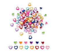 Beadthoven - 560 cuentas pony acrílicas multicolor con forma de corazón de plástico para manualidades, espaciadores sueltos para hacer collares, pulseras y joyas. Agujero: 1,8 mm