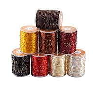 Beadthoven - 8 Rollos de Cordón de Poliéster de 1,5 mm Con Trenzado Dorado Metálico, Para Nudo Chino y Hacer Joyas, 4 m / Rollo