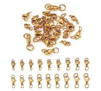 Beadthoven - Cierres de mosquetón de acero inoxidable con anillos abiertos, cierres de gatillo de loro, gancho de cierre dorado para collares, pulseras y joyas, 30 piezas