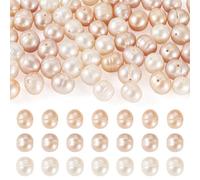 Beadthoven Lote de 60 perlas cultivadas de agua dulce naturales ranuradas en forma de patata de 6 a 8,5 mm para fabricación de joyas de boda, agujero: 0,6 a 0,7 mm