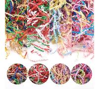 Beadthoven - Papel de seda triturado de 200 g, 4 colores, rafia, relleno de regalo, caja de papel para manualidades, cordel de papel para Pascua, Navidad, cajas de embalaje, decoración de embalaje