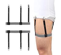 Beaface Camisa para hombre, 1 par, ligas elásticas ajustables para hombre, con clips antideslizantes de bloqueo, Rayas blancas y negras., Taille unique