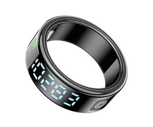 Beafon, Felixx - Anillo inteligente SR21D, pantalla LED, botón táctil, reconocimiento de gestos para aplicaciones, color negro, talla 13 (69,8 mm), seguimiento de fitness, frecuencia cardíaca, oxígeno