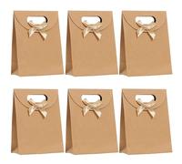 BEAGERUO Bolsas de regalo de papel pequeñas, bolsas de regalo con asas, bolsas de regalo de fiesta de cumpleaños, bolsas de papel kraft marrón para pequeñas empresas, 6.3 x 4.7 x 2.3 pulgadas, paquete