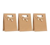BEAGERUO Bolsas de regalo de papel pequeñas, bolsas de regalo con asas, bolsas de regalo de fiesta de cumpleaños, bolsas de papel kraft marrón para pequeñas empresas, 6.3 x 4.7 x 2.3 pulgadas, paquete
