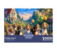 Beagle 1000 Piezas para Adultos y Adolescentes: Beagles Persiguiendo una Pelota, Juego Educativo para decoración de Pared, 38 x 26 cm (1000 Piezas)