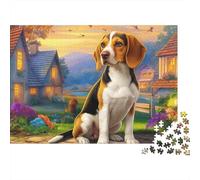 Beagle 1000 Piezas Rompecabezas Divertidos Actividades Familiares Beagle Mirando hacia atrás en el Pueblo Jigsaw Juegos Educativos para Adultos 52x38cm/1000pcs