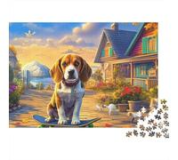 Beagle 1000 Piezas Rompecabezas Imposible DecoracióN Familiar Beagle Caminando por el Camino Jigsaw Desafíos Difíciles para Familiares Y Amigos 52x38cm/1000pcs
