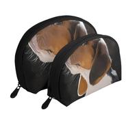 Beagle Cachorro Perro Bienvenido Jardín, Bolsa de Maquillaje de Concha, Monedero pequeño para Mujer, Bolsa de artículos de tocador, Bolsa de cosméticos, 2 Piezas