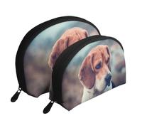 Beagle Cachorro Perros Mascotas Beagle, Bolsa de Maquillaje de Concha, Monedero pequeño para Mujer, Bolsa de artículos de tocador, Bolsa de cosméticos, 2 Piezas