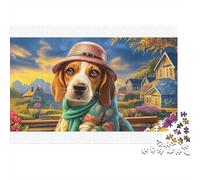 Beagle, cartón 100% Reciclado, Beagle con Gorro de Viaje, Rompecabezas de 1000 Piezas para Adultos, El desafío Imposible, Regalo Divertido, 70x50cm/1000 Piezas