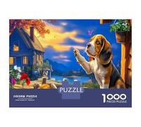 Beagle Cartón Perro de Pie y Saludando Rompecabezas Premium Entrenamiento Cerebral Decoración del Hogar 52x38cm/1000pcs