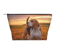 Beagle Césped Perros En Un Paseo Mascotas Perros Atardecer, Bolsa de artículos de tocador Bolsa de Maquillaje Bolsa de cosméticos Bolsa de artículos de tocador de Viaje portátil