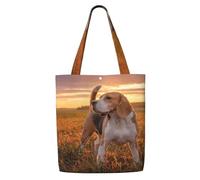 Beagle Césped Perros en un paseo Mascotas Perros Atardecer，Bolsas de supermercado reutilizables, bolsas de compras, bolsas de lona de gran capacidad, bolso de hombro