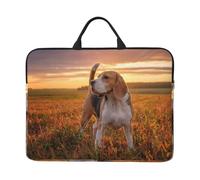 Beagle Césped Perros En Un Paseo Mascotas Perros Atardecer,Funda para portátil de 14 Pulgadas, Funda para portátil, maletín con asa