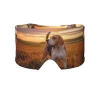 Beagle Césped Perros en un paseo Mascotas Perros Atardecer,Máscara para ojos con bloqueo de luz y protección ocular completa para dormir, orejeras y ojos.