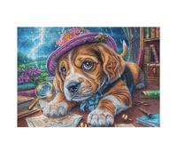 Beagle cocinando para Navidad Puzzle 300 Piezas Aliviar Estrés Profundo Rompecabezas Familiar para Hombres Y Mujeres Obra De Arte Decorativo Hogar 300 PCS