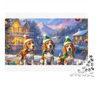 Beagle Colorido con Amigos Elfos. Rompecabezas de 1000 Piezas. Diversión para Adultos. Actividad para ejercitar la Mente en casa. 52 x 38 cm / 1000 Piezas.