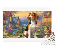 Beagle Colorido en un Castillo Iluminado por el Sol. Rompecabezas de 1000 Piezas para Adultos. Bellamente ilustrado. Actividad única para el hogar. 70x50cm/1000 Piezas.