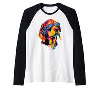 Beagle con Gafas de Sol Beagles Cachorro Lindo Perro Beagle Camiseta Manga Raglan