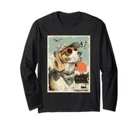 Beagle con Gafas de Sol Cazador de Perros Cazador Retro Atardecer Manga Larga