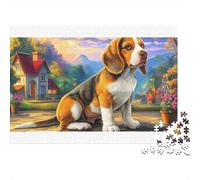Beagle de cartón 100% Reciclado en una Puesta de Sol Dorada. Rompecabezas de 1000 Piezas para Adultos y niños. Un Reto Que estimula la Mente. 70x50cm/1000 Piezas.