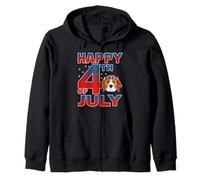 Beagle Dog American Flag Glasses Patriotic Happy 4th of July Sudadera con Capucha