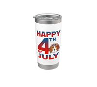 Beagle Dog American Flag Glasses Patriotic Happy 4th Of July Vaso térmico de acero inoxidable de doble pared