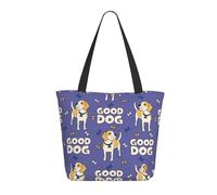 Beagle Dog Good - Bolsa de lona para mujer, ligera, reutilizable, con cremallera, correa de mano, de algodón, a granel para bolsas de comestibles, bolsas de compras