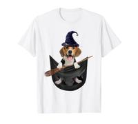 Beagle Dog In The Pocket Witch Hat Halloween Camiseta gráfica económica, Hombre, Blanco, S