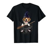 Beagle Dog In The Pocket Witch Hat Halloween Camiseta gráfica económica, Hombre, Negro, M
