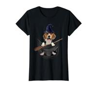 Beagle Dog In The Pocket Witch Hat Halloween Camiseta gráfica económica, Mujer, Negro, XL