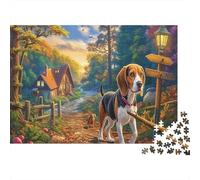 Beagle en Fairy Tale Village Puzzle 1000 Piezas - Adultos, Regalo, Juego Familiar, Mascotas Rompecabezas, Decoración del Hogar 70x50cm/1000pcs