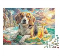 Beagle en Monopatín Rompecabezas Juguete 1000 Piezas Beagle Solitario Puzzle para Adultos y Niños Desde 12 Años + 100% Cartón Reciclado 52x38cm/1000pz