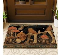 Beagle - Felpudo de perro, color negro y marrón, decoración de entrada para interiores y exteriores, goma floral de otoño, impermeable, antideslizante, absorbe el polvo, fácil de limpiar, 73 x 43 cm