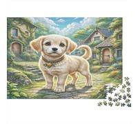 Beagle Jigsaw Puzzle for Adults Kids Cream Puppy at Village House Age 12 Years Up Educational Game 52x38cm/1000pcs