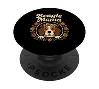 Beagle Mama Cute Floral Wreath Retro Dog Owner PopSockets PopGrip Adhesivo