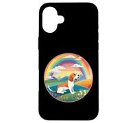 Beagle Rainbow Bridge Pintura Conmemorativa de Perro Colorido Carcasa para iPhone 16 Plus