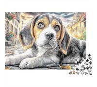 Beagle Rompecabezas 1000 Piezas Noche Juego para Adultos Perro Beagle Tumbado en Camino, Premium Grueso Resistente, Vibrante Desafiante Duro Alivio Estrés 70x50cm/1000pzs