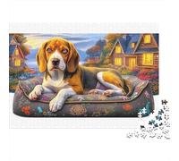 Beagle - Rompecabezas de 1000 Piezas para Adultos, diseño de Beagle Colorido Persiguiendo una Pelota Dorada, Actividad Divertida para días lluviosos, 38 x 26 cm (1000 Piezas)