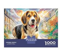 Beagle Sonriente en la Ciudad 1000 Piezas Set De Puzzle Arte canino Puzzle Premium, Cartón Resistente - DIY Super Divertido para La Familia, Decoración Bonita, Regalo De Cumple Ideal 52x38cm/1000pcs