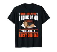 Beagle You Are A Lucky Dog Dad Funny Puppy Dogs Lovers Camiseta