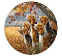 Beagles Reunidos bajo un árbol Mirando un Campo de Trigo,Rompecabezas para Adultos 1000pcs (67.5x67.5cm),Juegos De Desafío De