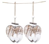 BEAHING 2 Corazones de Madera para Manualidades, decoración de Pared de corazón, Adornos Decorativos Colgantes para Bodas, Fiestas, San Valentín, Navidad, hogar, Coche, Corazones de Madera